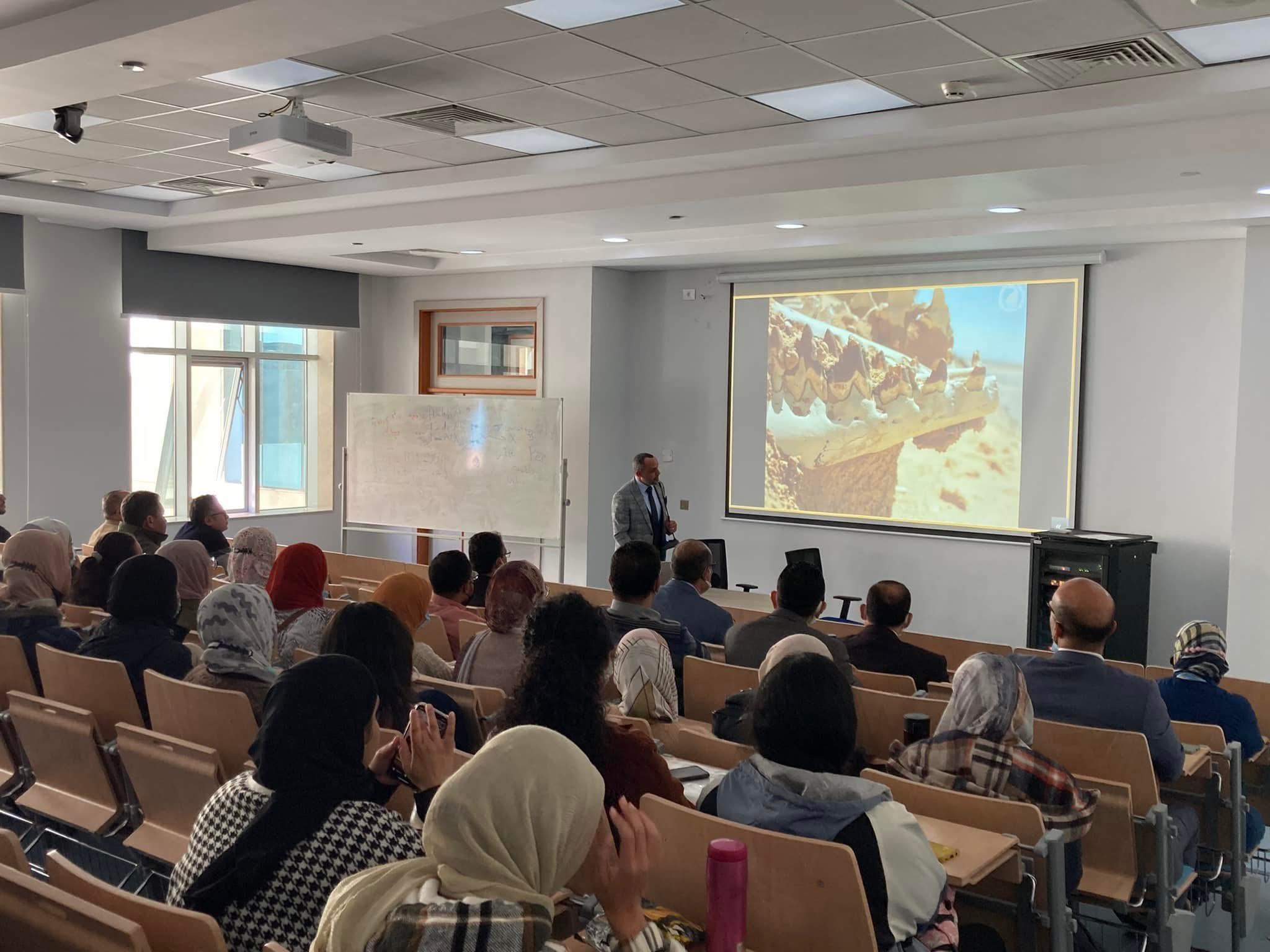 Professor Hesham Sallam talked about the discovery journey of Mansourasaurus at Galala University