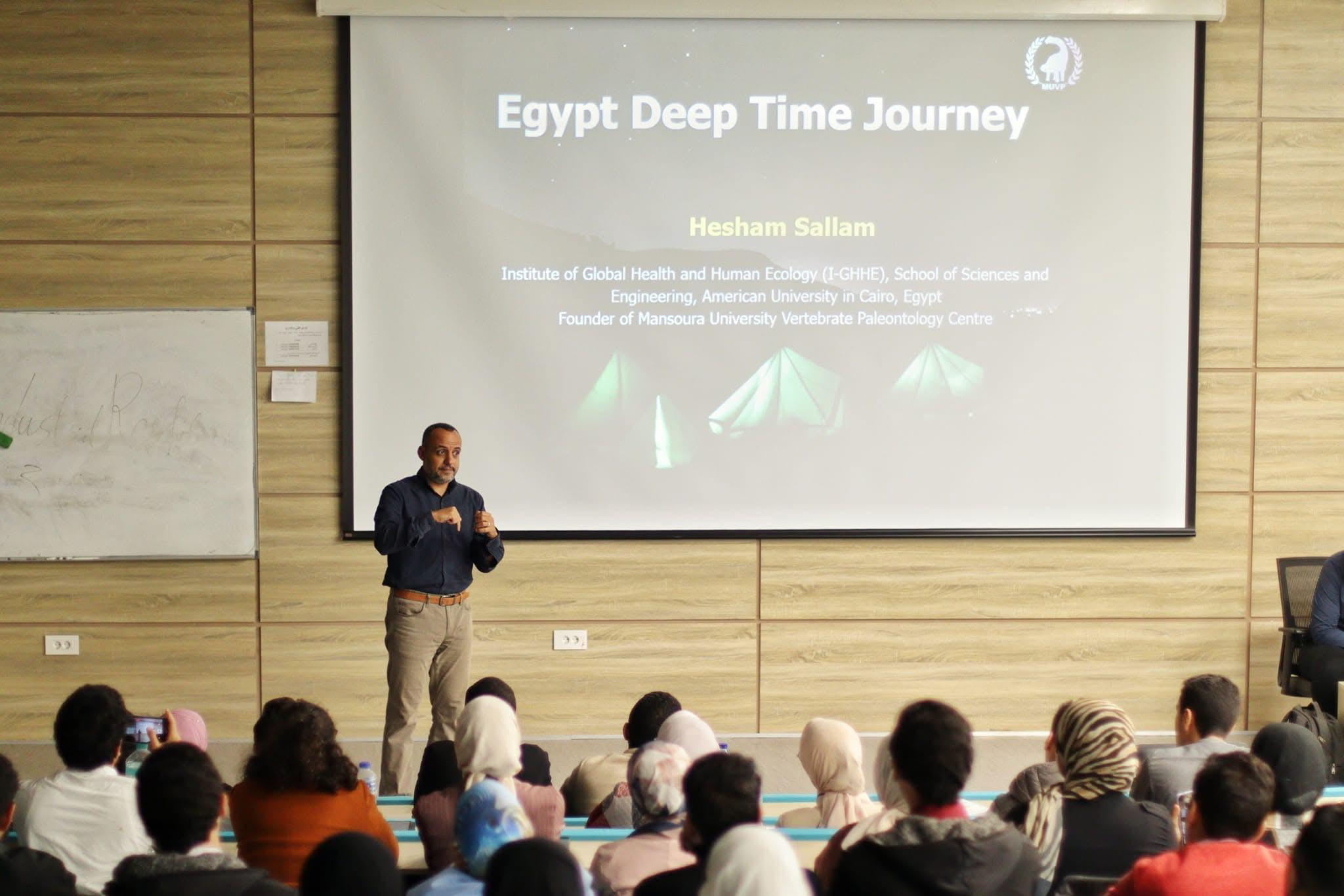 Professor Hesham Sallam talked about founding the Mansoura University Vertebrate Paleontology Center and the center’s latest research at Zewail University